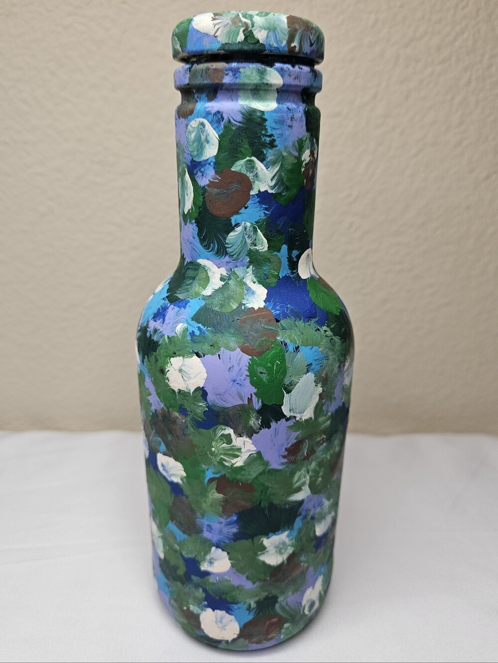 Upcycled Hand-Painted Bottle with Cap